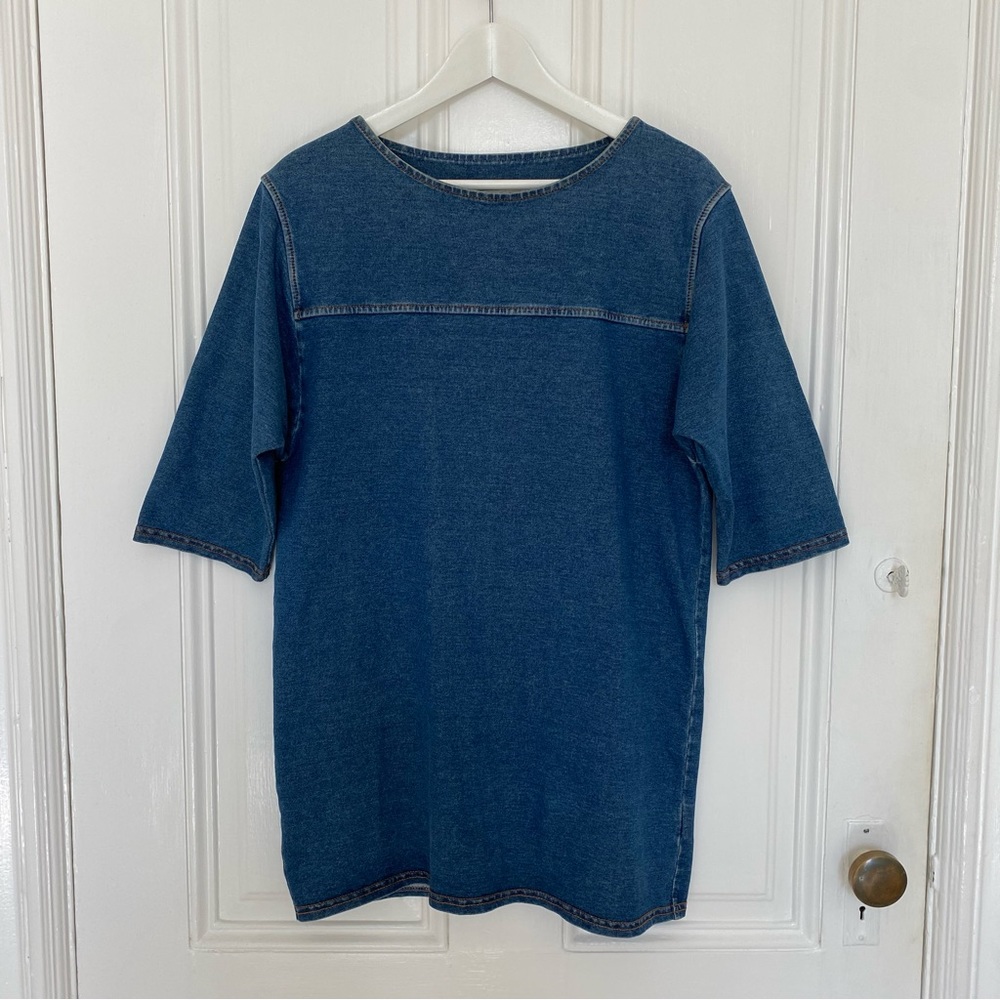 MM6 Maison Martin Margiela Indigo Stretch Denim Tunic Half Sleeves Size S